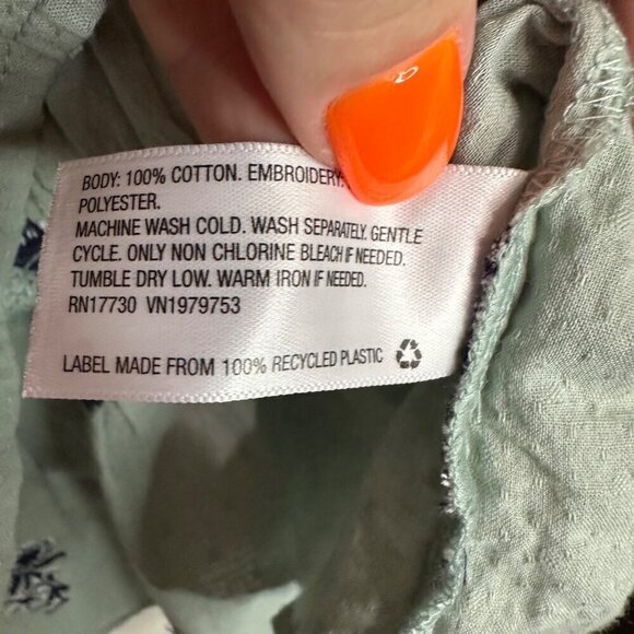 NWT Universal Thread Sage Green Peasant Blouse Puff Sleeve Floral Embroidery XS - Picture 7 of 9